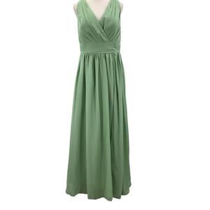 BRIDESMAID SZ 16 2x plus Green Sleeveless Faux Wrap Maxi Dress NEW B62